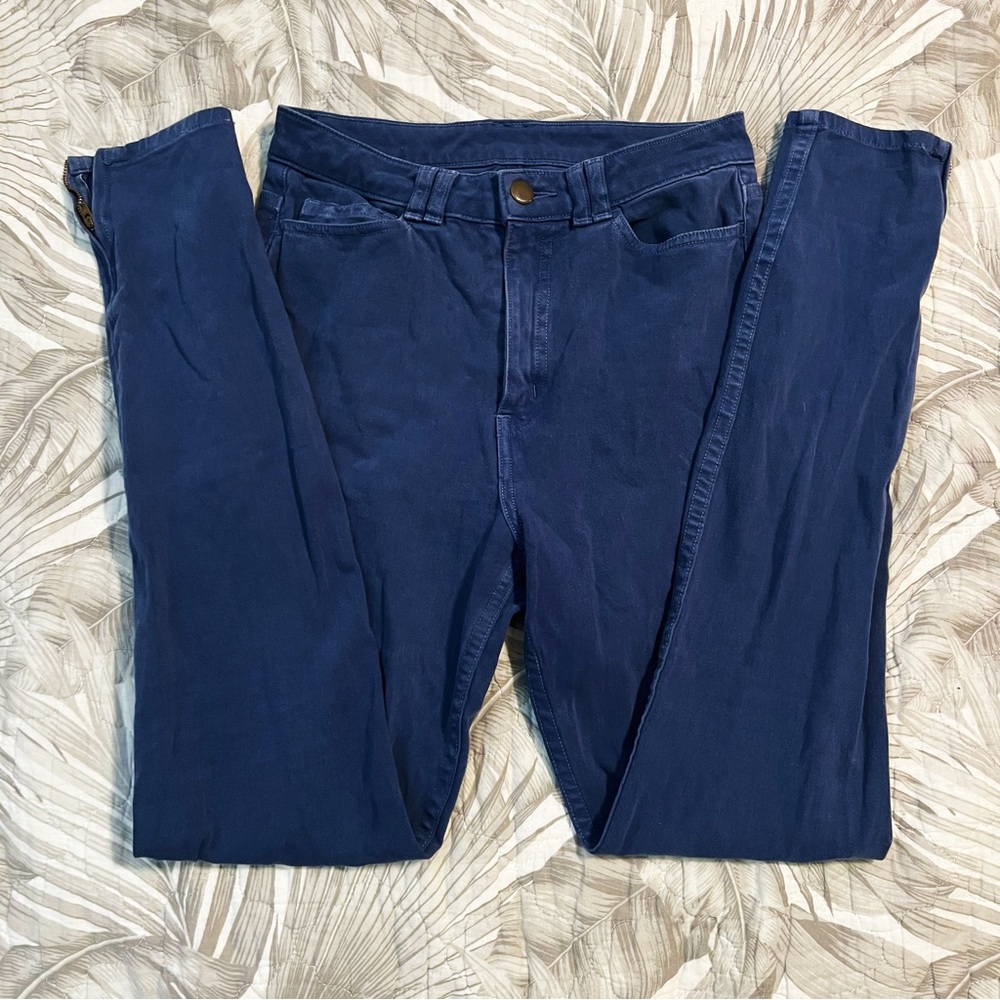 American Apparel Blue Four-Way Stretch Twill Pants with Ankle Zips 26/27
